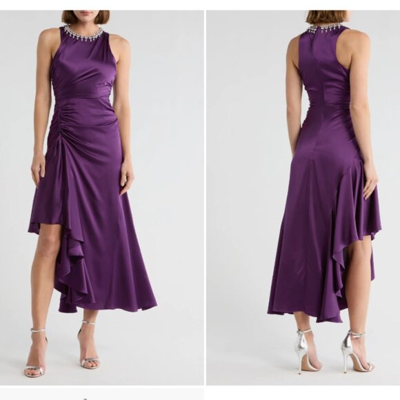 Cinq à Sept Georgie Rhinestone Detail Silk Midi-Dress - Picture 1 of 13